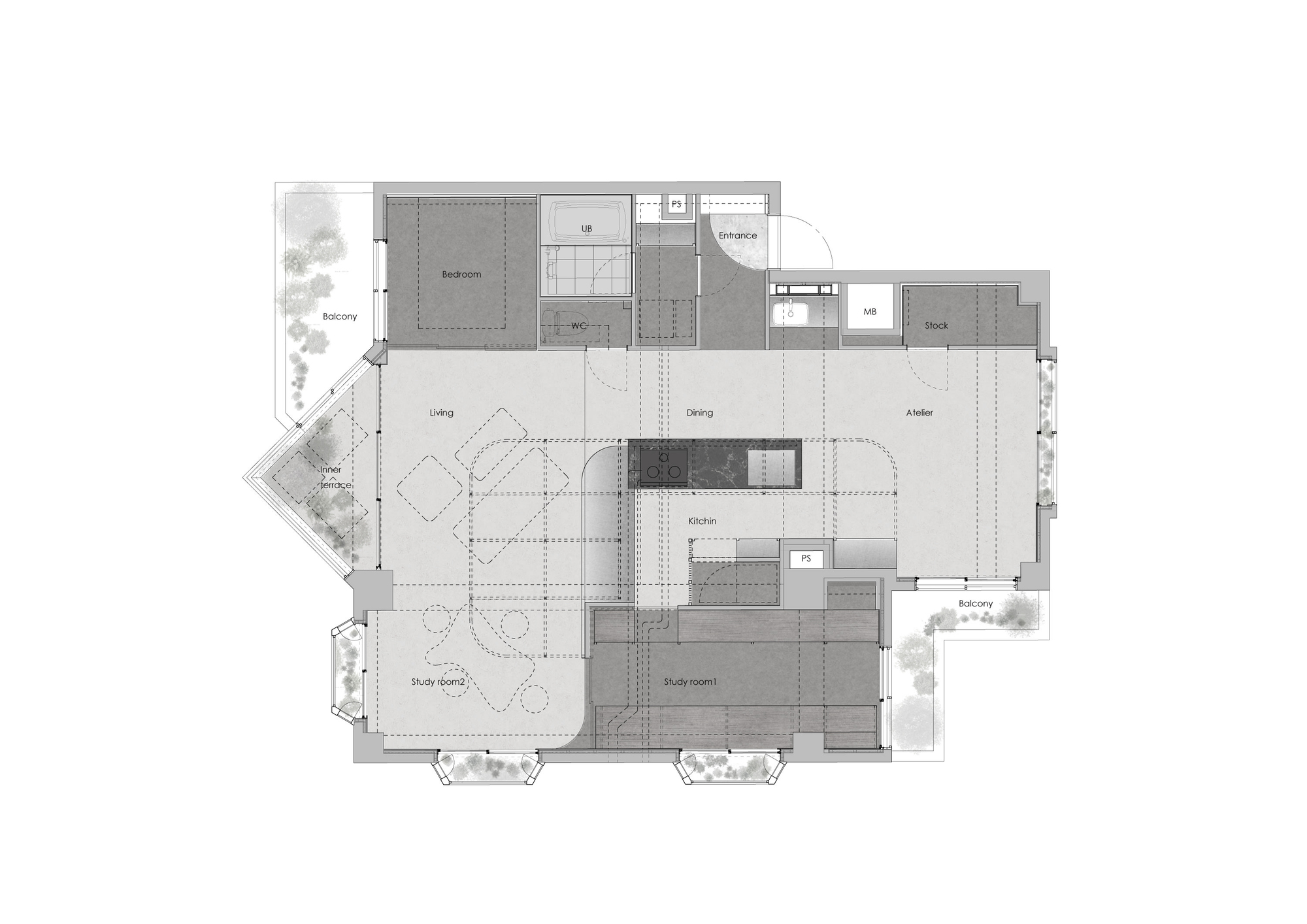 图片[2]|绿色环绕的单环公寓 / HAMS and, Studio|ART-Arrakis | 建筑室内设计的创新与灵感